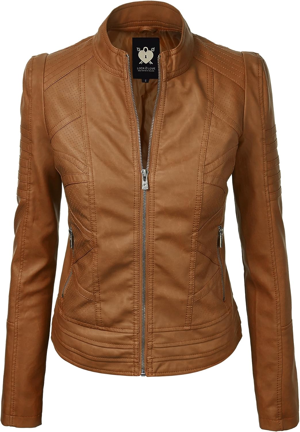 Faux Leather Moto Biker Jacket Coat with Removable or Non image 1
