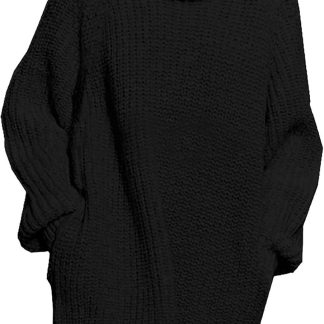 Loose Turtleneck Oversize Long Pullover Sweater Dress image 1