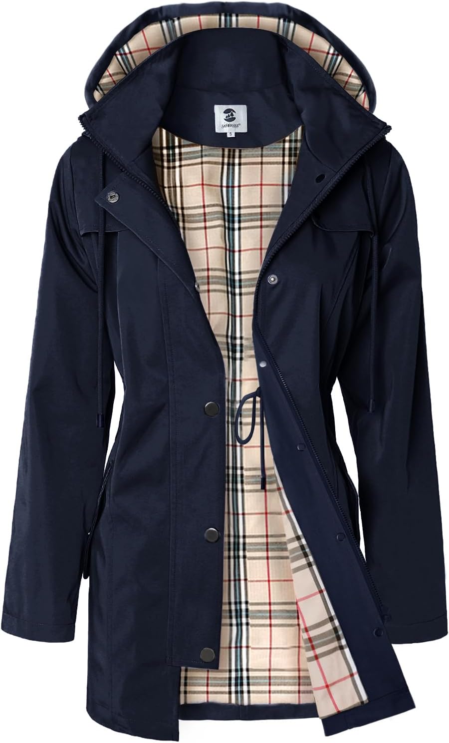 SaphiRose Long Hooded Rain Jacket Outdoor Raincoat image 1