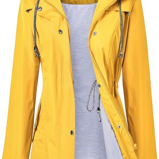 LOMON Raincoat Women Waterproof Long Hooded Trench Coats image 1