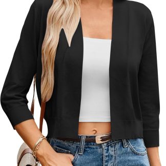 Women Cardigan Sweaters Lightweight Knit Cropped Cardigans image 1