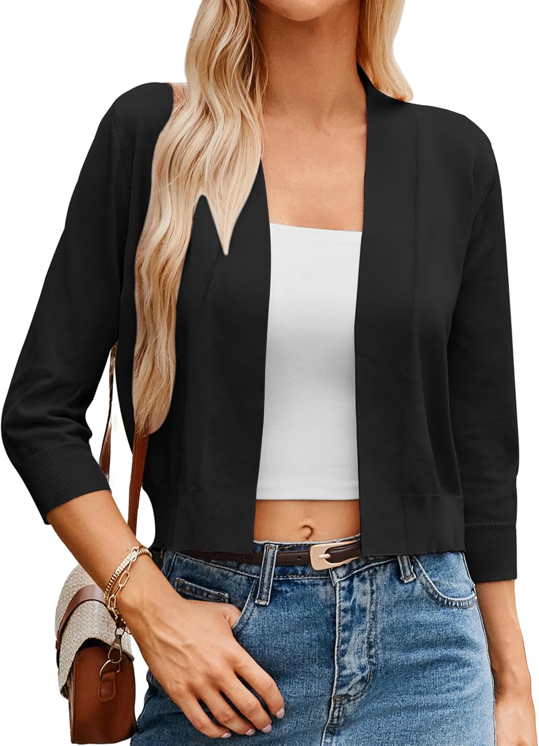Women Cardigan Sweaters Lightweight Knit Cropped Cardigans image 1